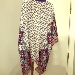 CATO Royal blue floral kimono with bell sleeves.